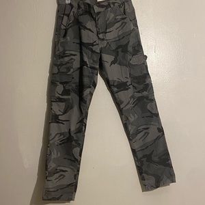 Black and gray camouflage pants